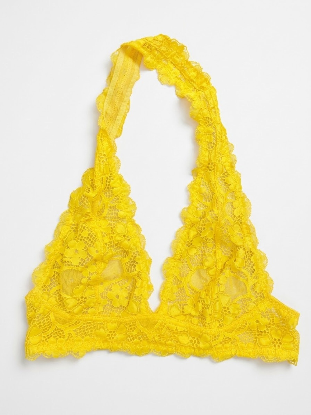 Intimately by Free People Bright Yellow Floral Lace Halter Bralette
